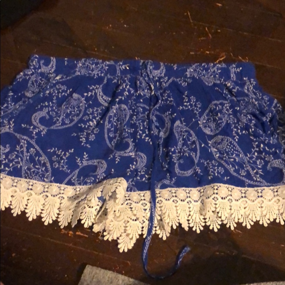 blue and white shorts
